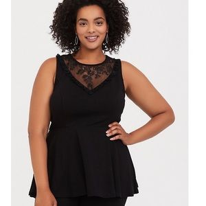 Torrid super soft black lace peplum size 0 (L)